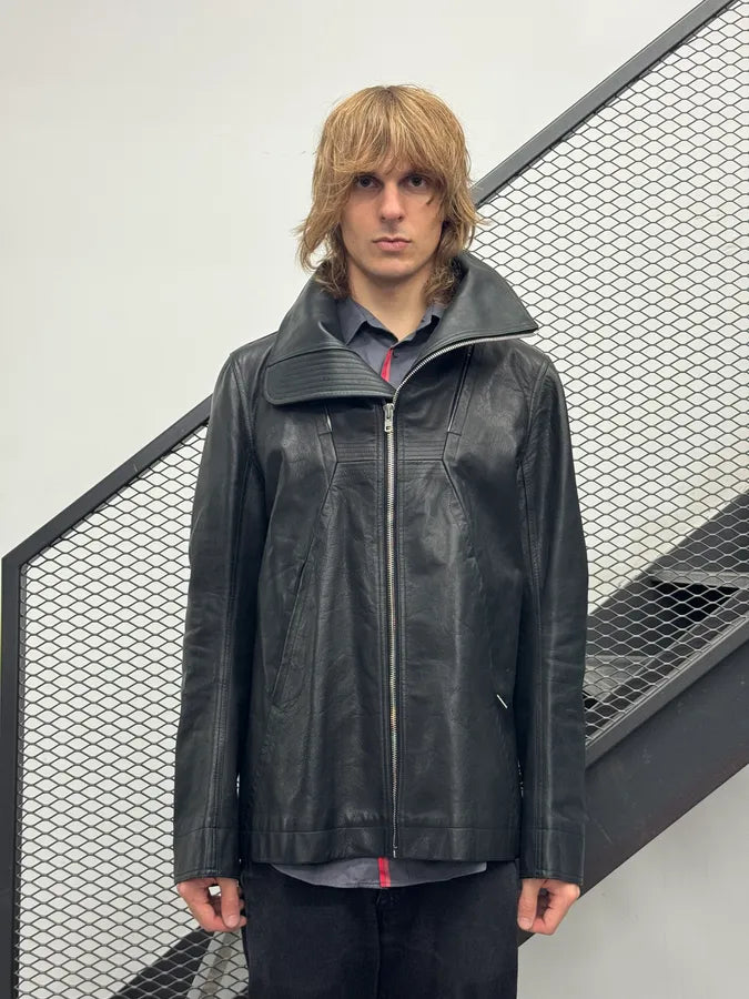 AW2016 Rick Owens Black Avant-Garde Leather Jacket uunsIld 1