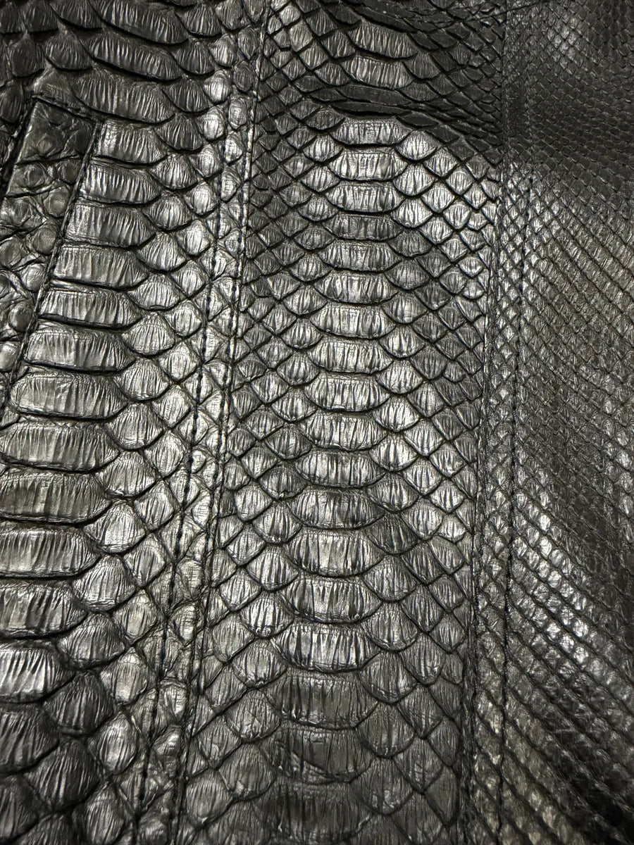 AW2016 Roberto Cavalli Black Python Leather Trucker Jacket LkLVlaw 11