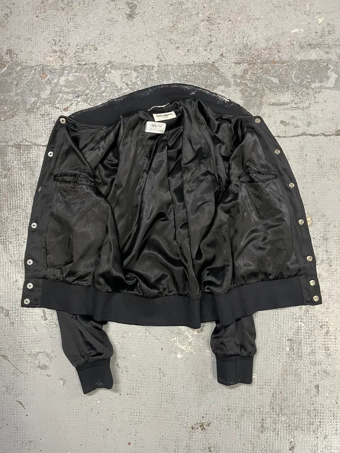 SS2017 Saint Laurent Black Moonlight Silk Teddy Jacket GGodBEb 8