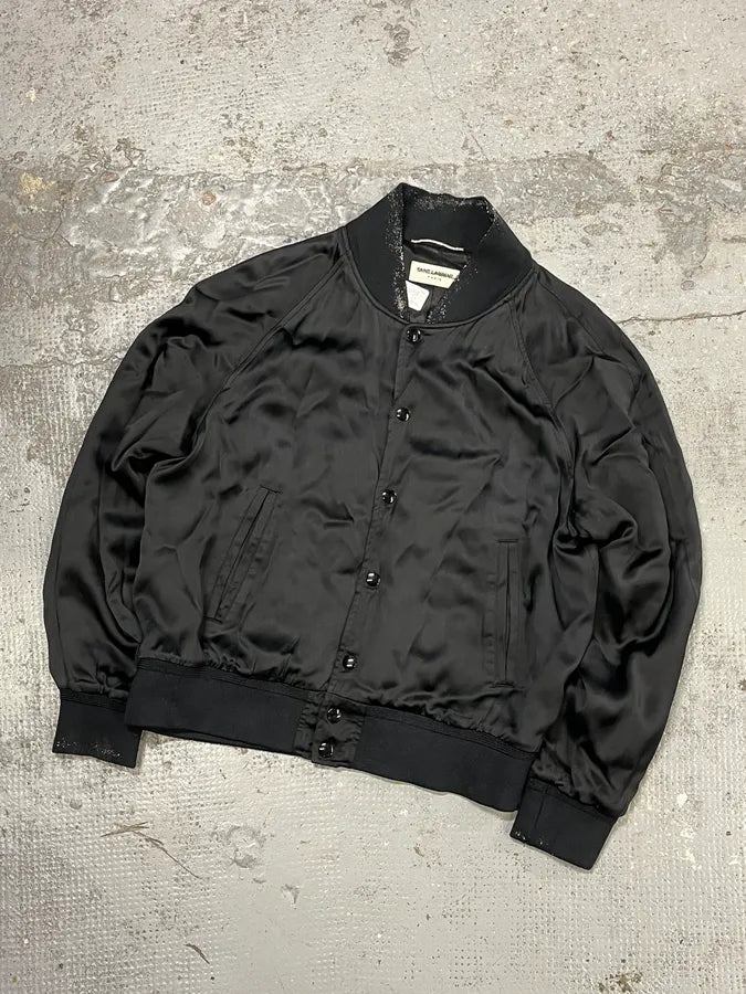 SS2017 Saint Laurent Black Moonlight Silk Teddy Jacket GGodBEb 5