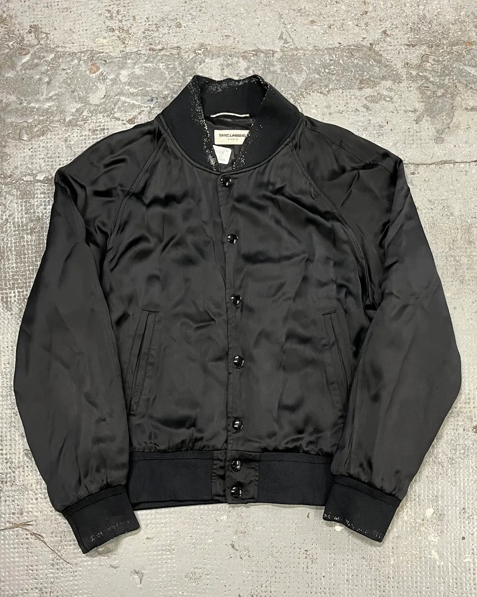 SS2017 Saint Laurent Black Moonlight Silk Teddy Jacket GGodBEb 3