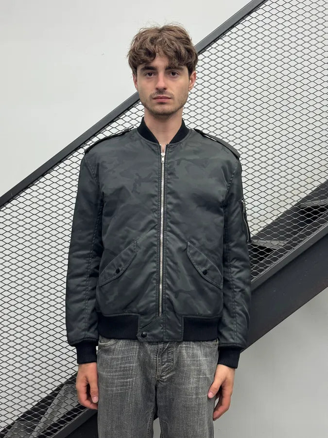 AW2016 Saint Laurent Dark Grey Camouflage Nylon Bomber Jacket lbMMWVx 1