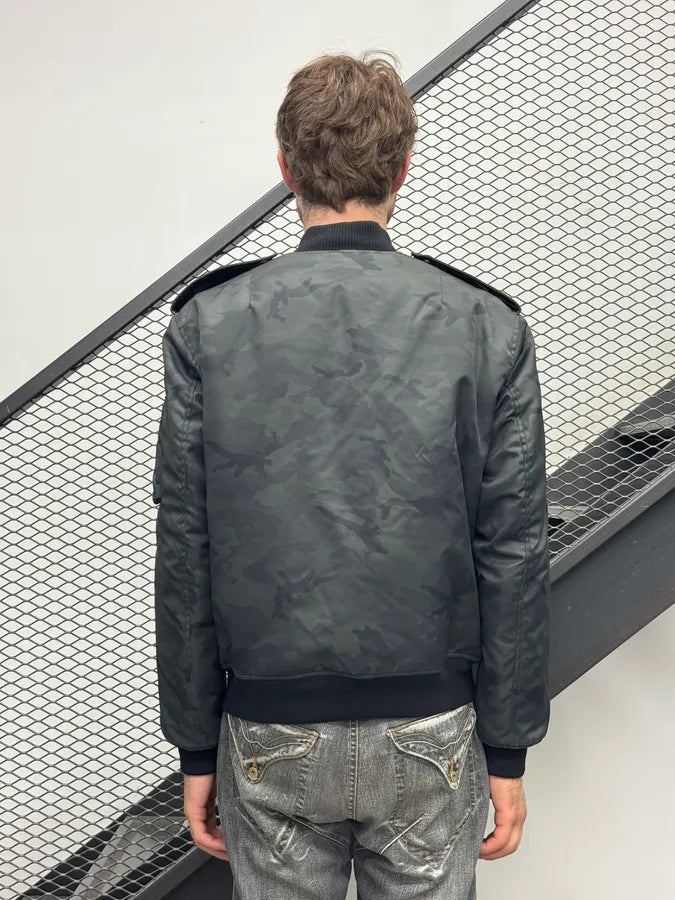 AW2016 Saint Laurent Dark Grey Camouflage Nylon Bomber Jacket lbMMWVx 2