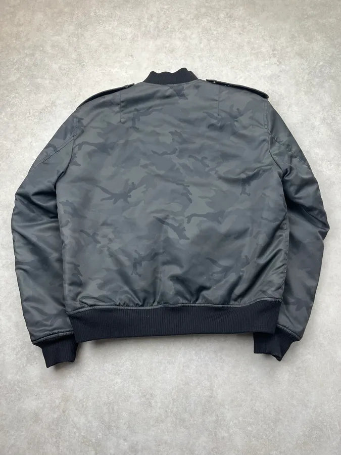 AW2016 Saint Laurent Dark Grey Camouflage Nylon Bomber Jacket lbMMWVx 5
