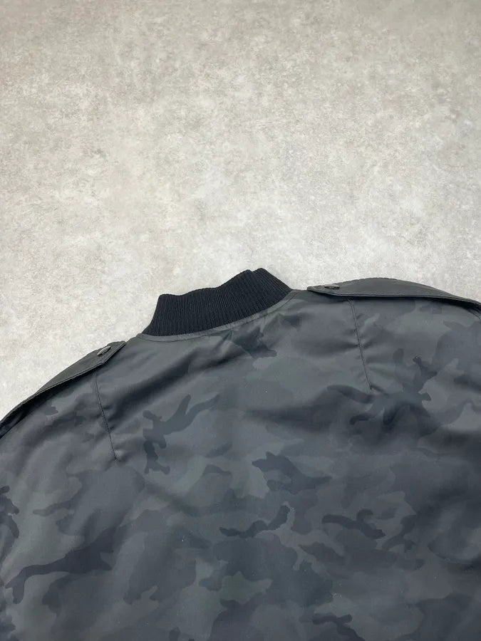 AW2016 Saint Laurent Dark Grey Camouflage Nylon Bomber Jacket lbMMWVx 6