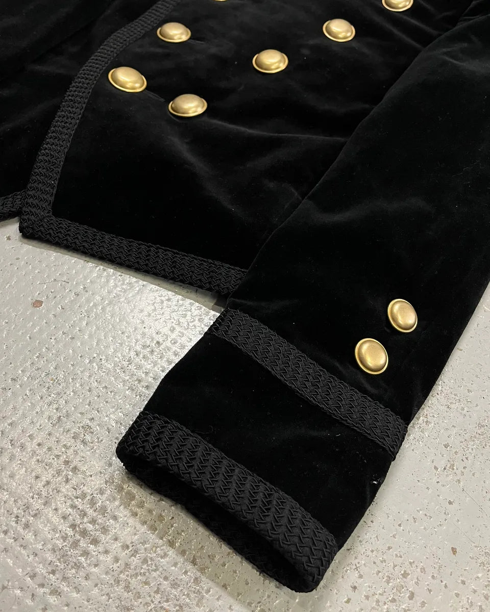 AW2016 Saint Laurent Officer Gold Buttons Black Velvet Jacket ghIjGLo 5