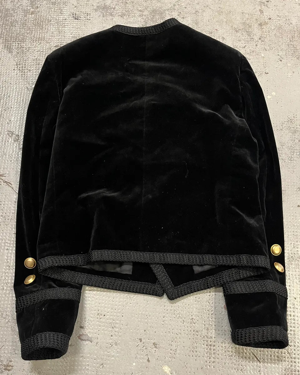 AW2016 Saint Laurent Officer Gold Buttons Black Velvet Jacket ghIjGLo 6