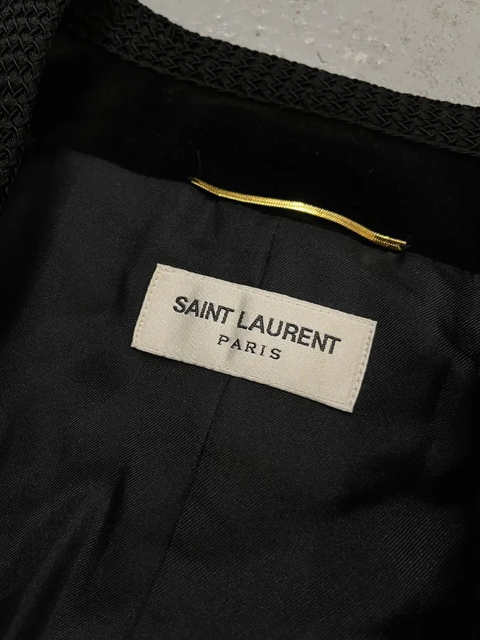 AW2016 Saint Laurent Officer Gold Buttons Black Velvet Jacket ghIjGLo 8