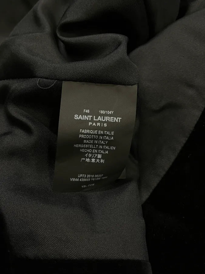 AW2016 Saint Laurent Officer Gold Buttons Black Velvet Jacket ghIjGLo 9