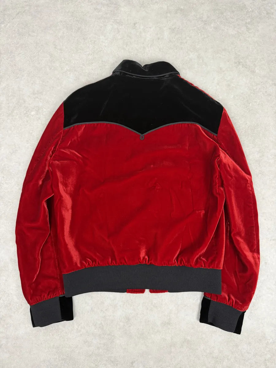 AW2016 Saint Laurent Red Velour Contrast Collar Light Jacket by Hedi Slimane zCivXOd 2
