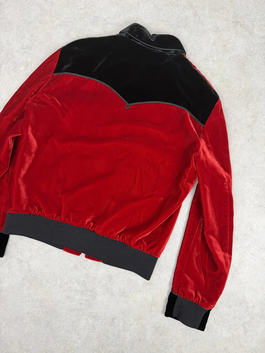 AW2016 Saint Laurent Red Velour Contrast Collar Light Jacket by Hedi Slimane zCivXOd 5