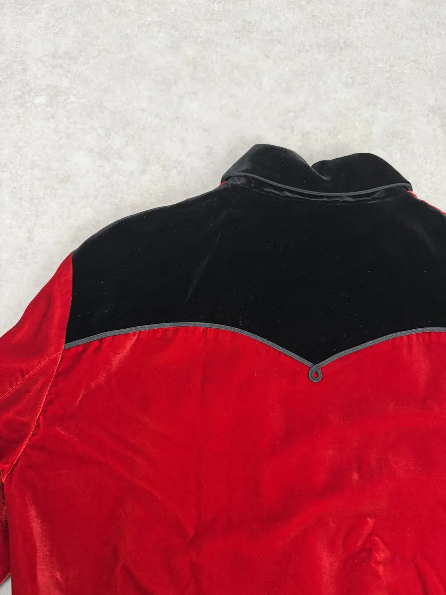 AW2016 Saint Laurent Red Velour Contrast Collar Light Jacket by Hedi Slimane zCivXOd 8