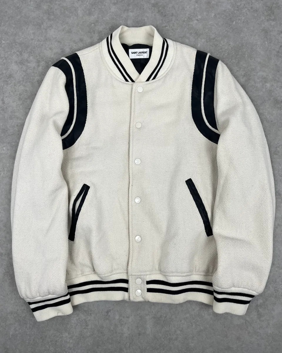 AW2016 Saint Laurent White Buttoned Teddy Jacket fPfzSaP 0