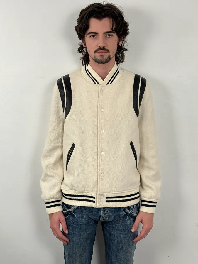AW2016 Saint Laurent White Buttoned Teddy Jacket fPfzSaP 1