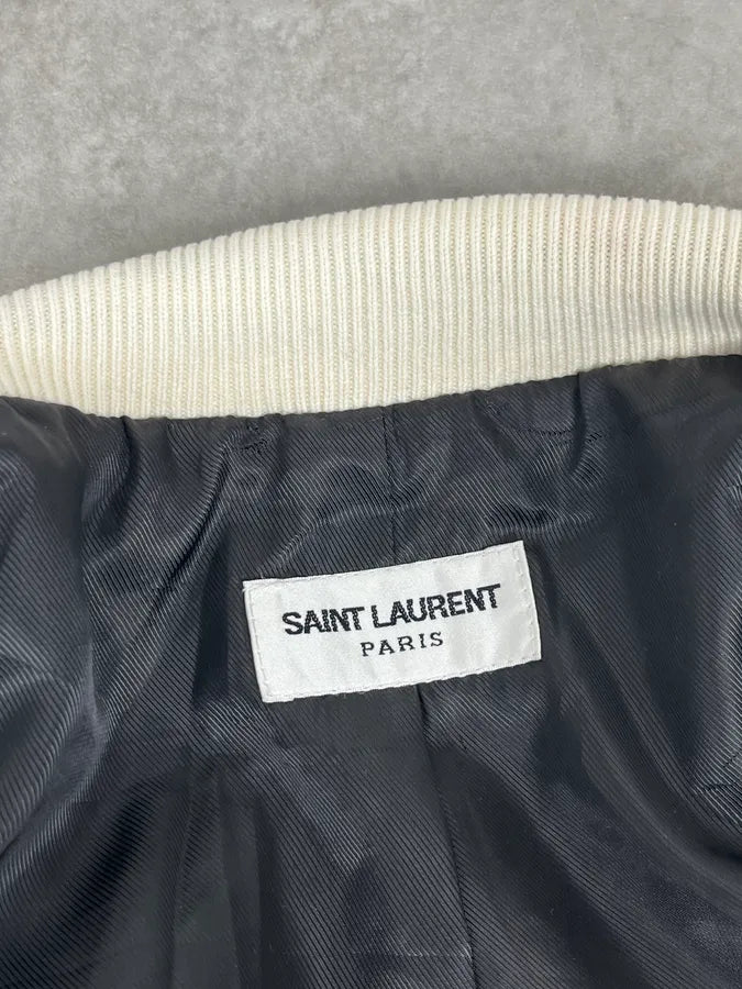 AW2016 Saint Laurent White Buttoned Teddy Jacket fPfzSaP 10