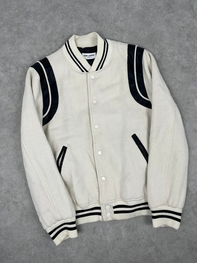 AW2016 Saint Laurent White Buttoned Teddy Jacket fPfzSaP 3