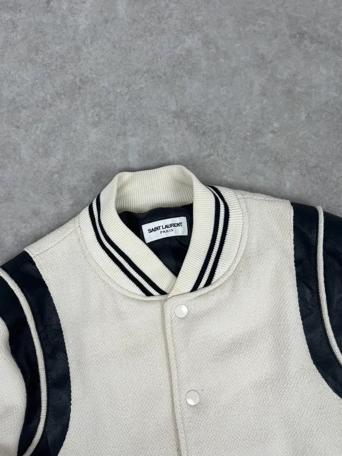 AW2016 Saint Laurent White Buttoned Teddy Jacket fPfzSaP 4