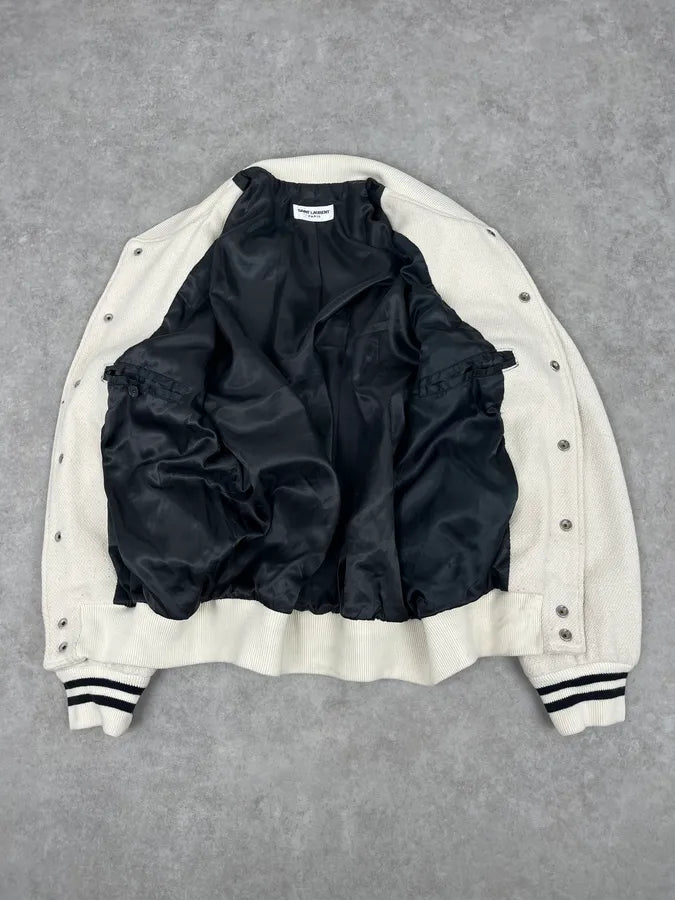 AW2016 Saint Laurent White Buttoned Teddy Jacket fPfzSaP 7