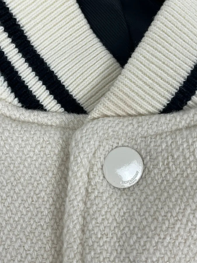 AW2016 Saint Laurent White Buttoned Teddy Jacket fPfzSaP 8