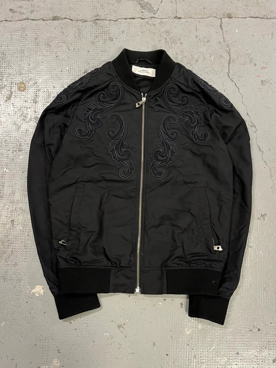 AW2016 Versace Black Royal Ornamenent Relief Bomber Jacket ACDvdpi 0