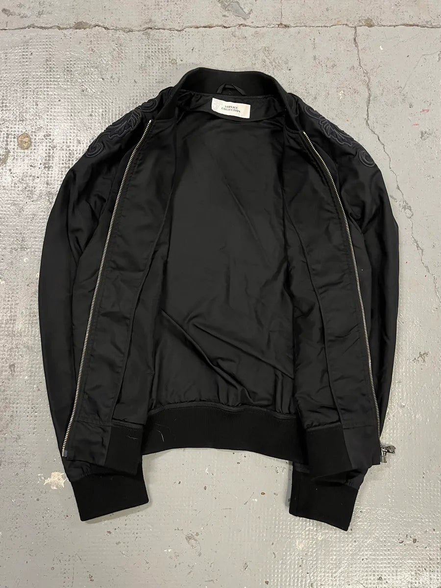 AW2016 Versace Black Royal Ornamenent Relief Bomber Jacket ACDvdpi 8