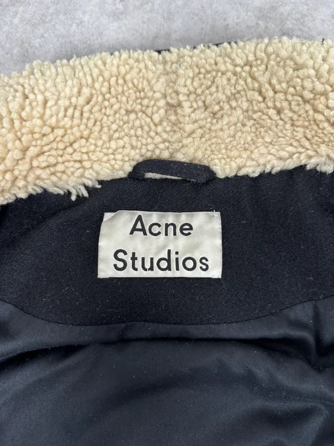 AW2017 Acne Studios Mutt Black Fur Collar Jacket fOePsLz 10