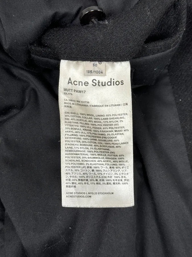 AW2017 Acne Studios Mutt Black Fur Collar Jacket fOePsLz 11