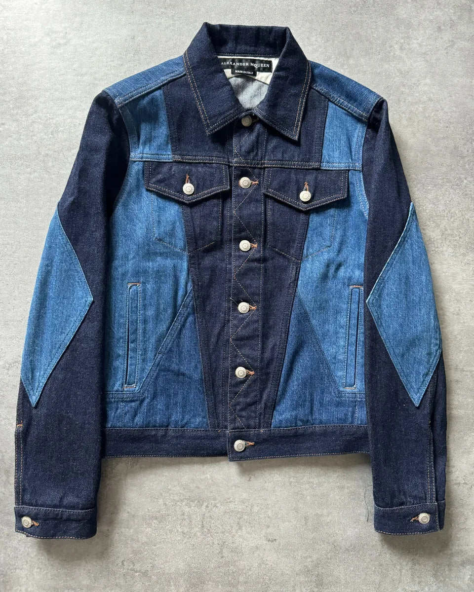 AW2017 Alexander McQueen Blue Juxtaposition Denim Jacket WeElvQt 0