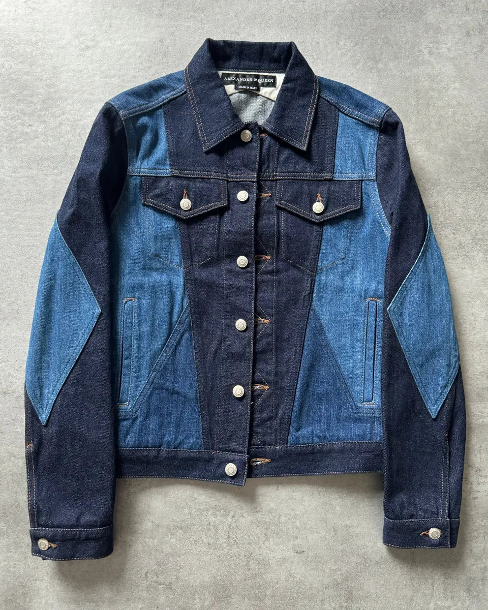 AW2017 Alexander McQueen Blue Juxtaposition Denim Jacket WeElvQt 2