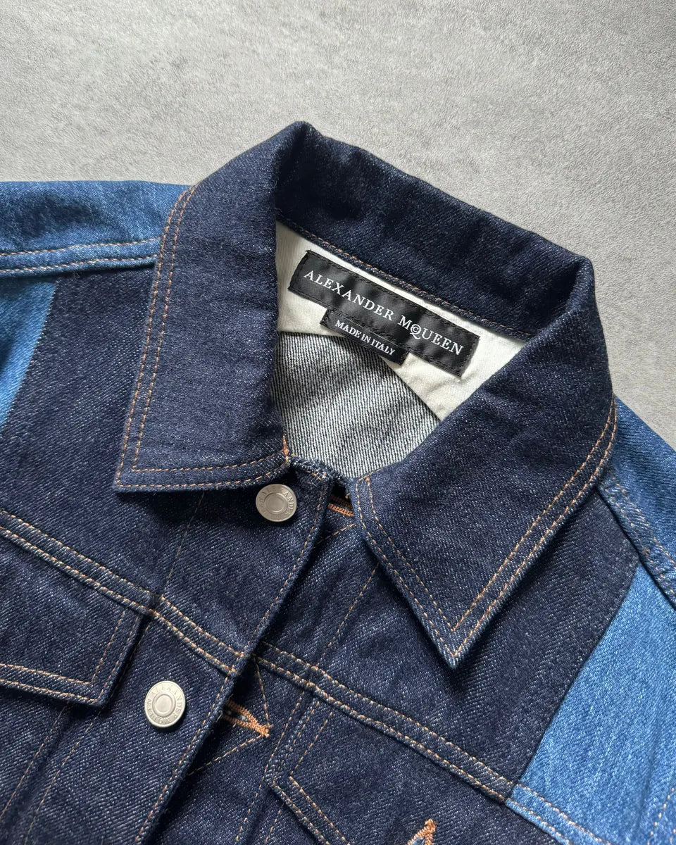 AW2017 Alexander McQueen Blue Juxtaposition Denim Jacket WeElvQt 5