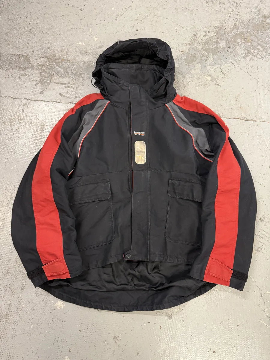 AW2017 Balenciaga Black & Red Parka Hooded Jacket OJvGRhF 0