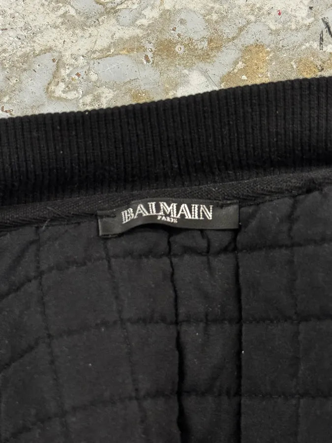 AW2017 Balmain Black Buckled Quilted Zip-up Jacket uQXkySA 7