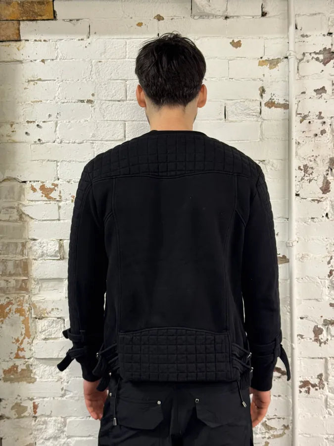 AW2017 Balmain Black Buckled Quilted Zip-up Jacket uQXkySA 2