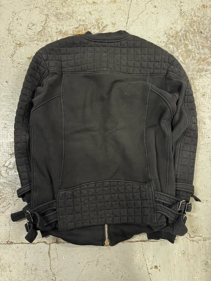 AW2017 Balmain Black Buckled Quilted Zip-up Jacket uQXkySA 3