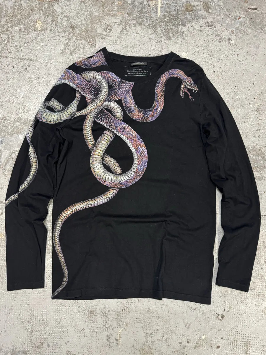 AW2017 Balmain Black Snakes Avant-Garde Longsleeves KSCpZGn 0