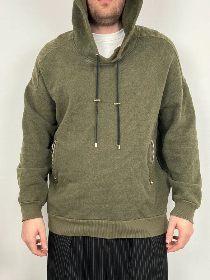 AW2017 Balmain Khaki Green Relaxed Hoodie MNDhShv 1