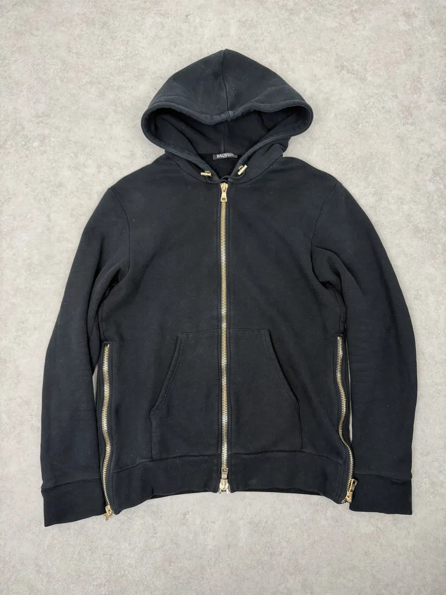AW2017 Balmain Navy Zip-up Tiger Hoodie oIkdQNa 1