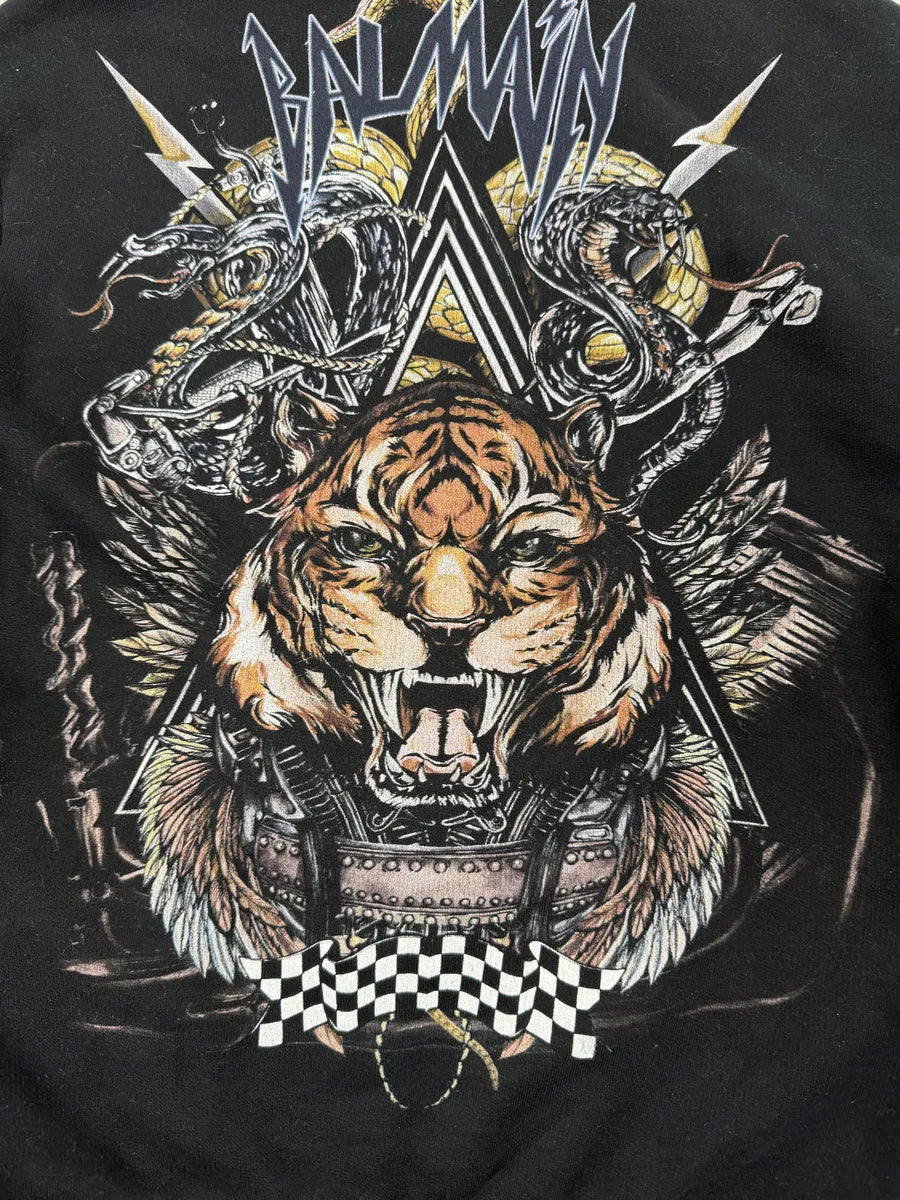 AW2017 Balmain Navy Zip-up Tiger Hoodie oIkdQNa 14