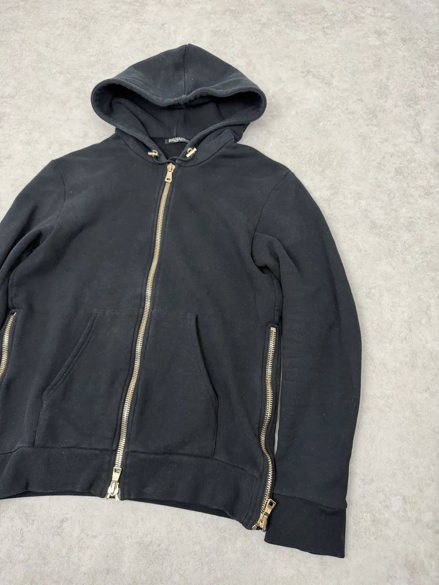 AW2017 Balmain Navy Zip-up Tiger Hoodie oIkdQNa 4