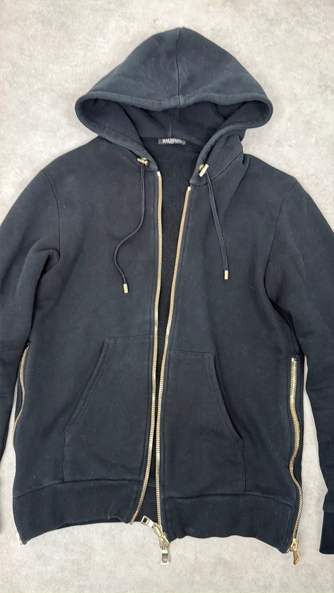 AW2017 Balmain Navy Zip-up Tiger Hoodie oIkdQNa 8