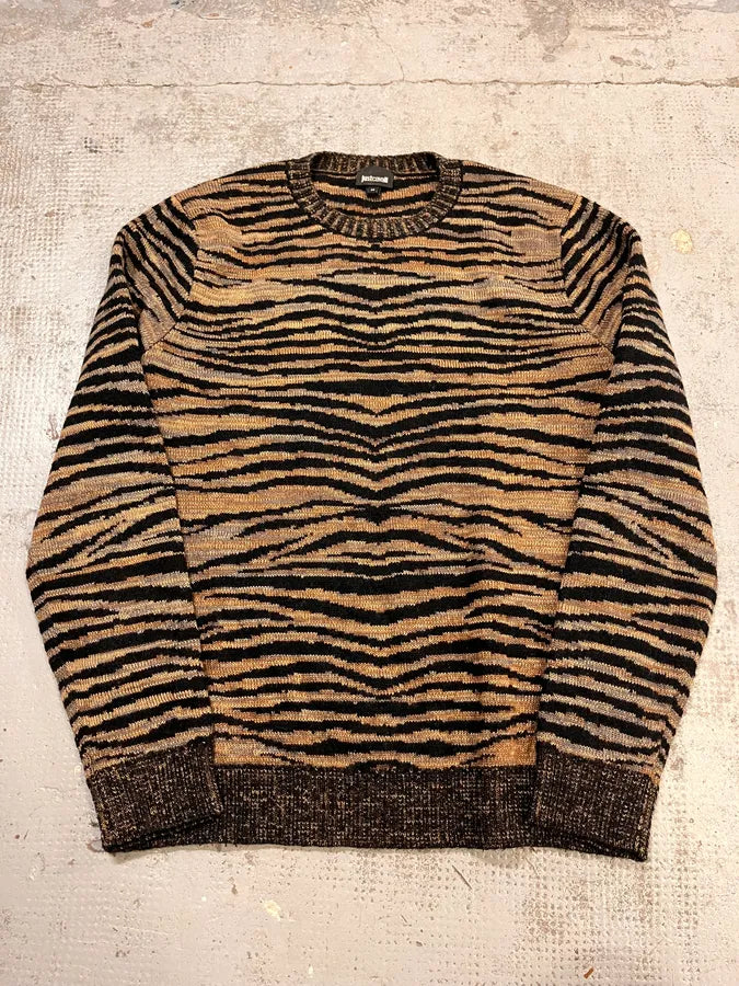 AW2017 Cavalli Brown & Black Tiger Sweater  mUvlrYN 0