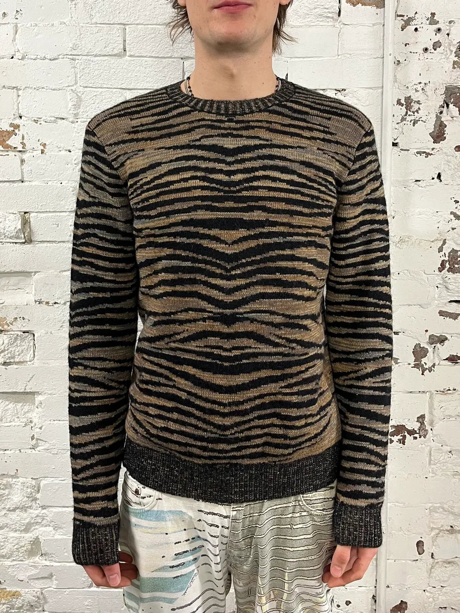 AW2017 Cavalli Brown & Black Tiger Sweater  mUvlrYN 1