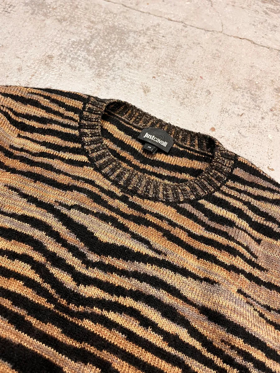AW2017 Cavalli Brown & Black Tiger Sweater  mUvlrYN 4