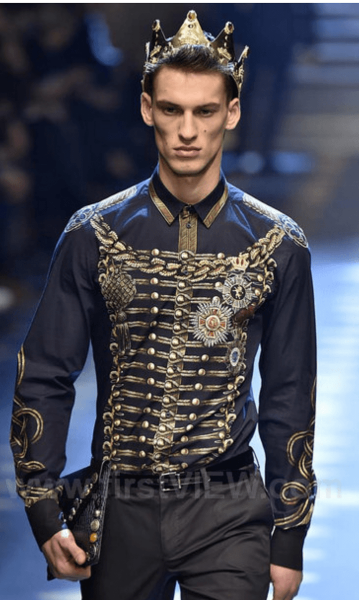 AW2017 Dolce & Gabbana Black Gold Napoleon Officer Shirt yMUOBwr 1