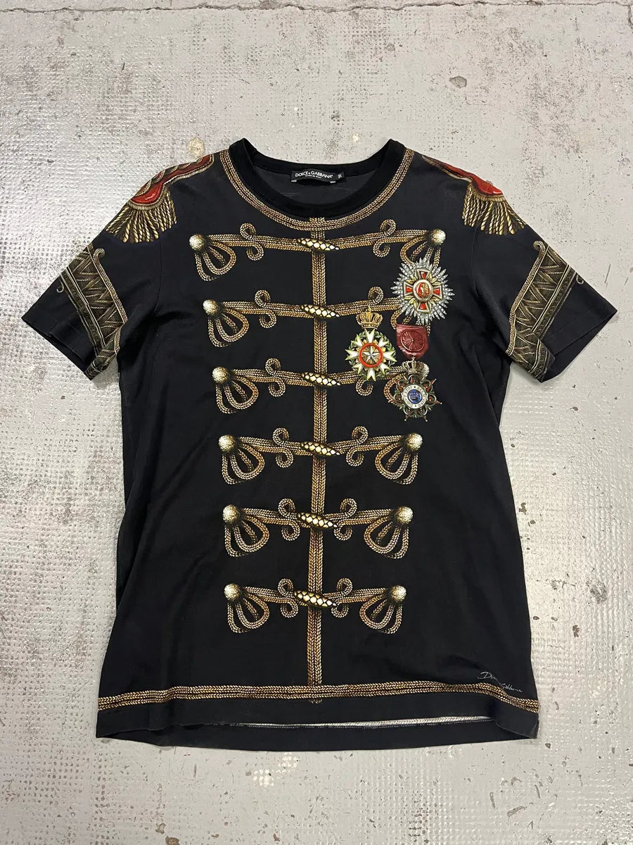 AW2017 Dolce & Gabbana Black Gold Napoleon Officer T-Shirt YrQCbTL 0