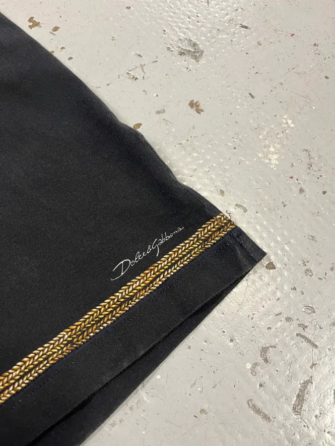AW2017 Dolce & Gabbana Black Gold Napoleon Officer T-Shirt YrQCbTL 4