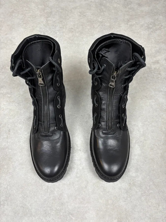 AW2017 Dolce & Gabbana Black Hybrid Zip Leather Boots zDkIrkq 1