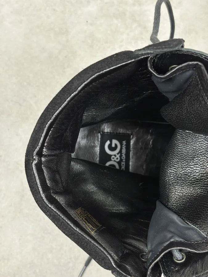 AW2017 Dolce & Gabbana Black Hybrid Zip Leather Boots zDkIrkq 9