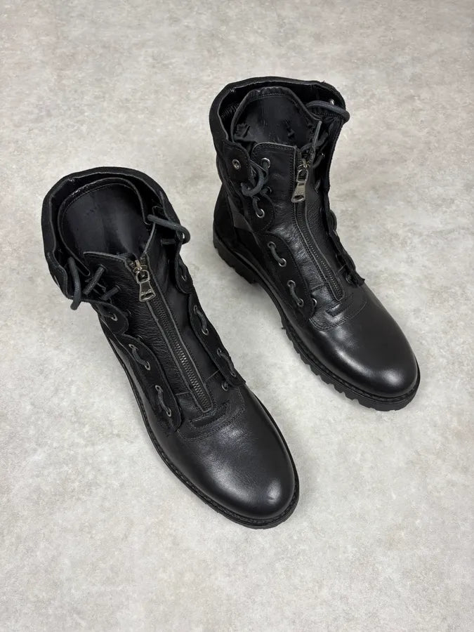 AW2017 Dolce & Gabbana Black Hybrid Zip Leather Boots zDkIrkq 3