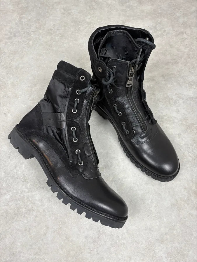 AW2017 Dolce & Gabbana Black Hybrid Zip Leather Boots zDkIrkq 4
